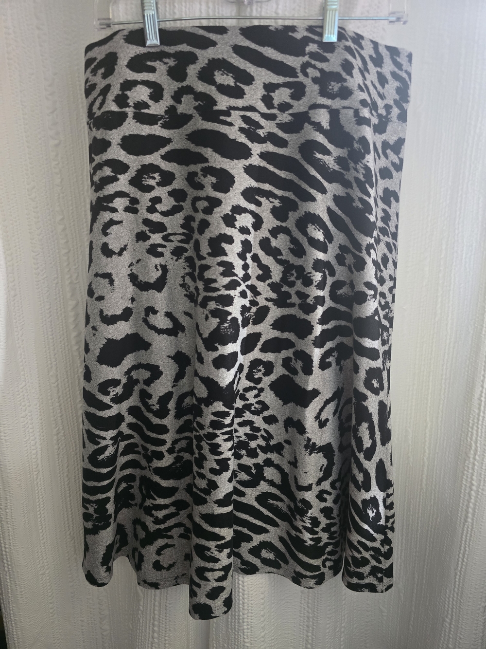 Womens M Black and Gray Animal Print A-Line Skirt